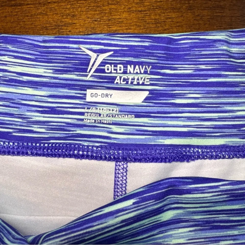 Old Navy‎ Active Go Dry Youth Girls Blue Purple Striped Cropped Leggings Size L